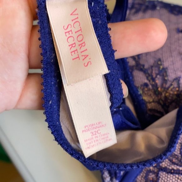 Victoria Secret Push Up Underwire multiway Purple Lace Bra Size 32C - Picture 8 of 9